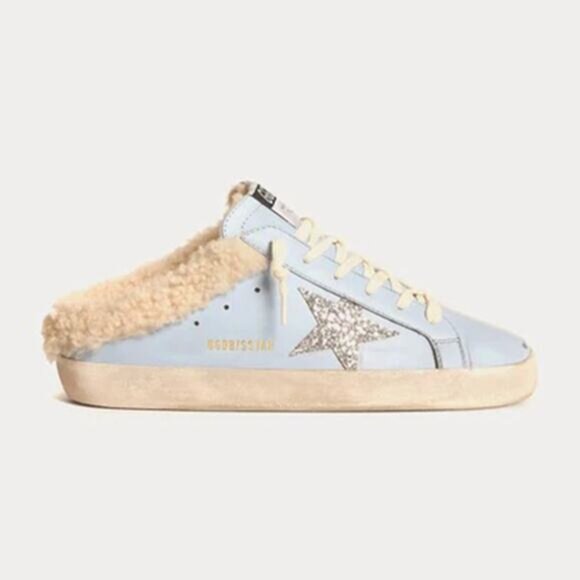 NIB Golden Goose Rare Golden Geese Suede Round Toe Slide Sneakers Blue Size: 36 - Picture 1 of 11